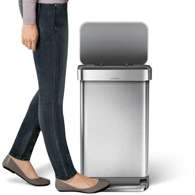 45L BASURERO RECTANGULAR PLATEADO/ACERO INOXIDABLE