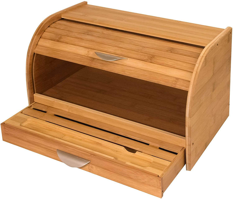 CAJA DE PAN CON TABLA DE CORTAR, BAMBU