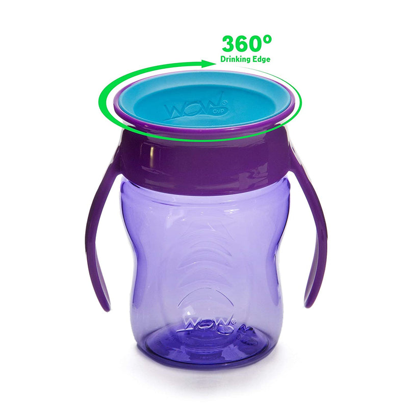 Taza para bebes, antiderrames, morada