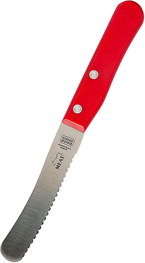 CUCHILLO DE PUNTA/ BORDE DENTADO DE 4.5¨ (ROJO)