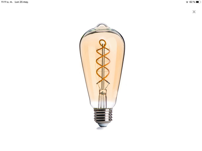 BOMBILLO DE FILAMENTO LED E27, 4W  ST21, 300lm, 100-240V, BLANCO CALIDO, VIDRIO AMBAR, ESPIRAL