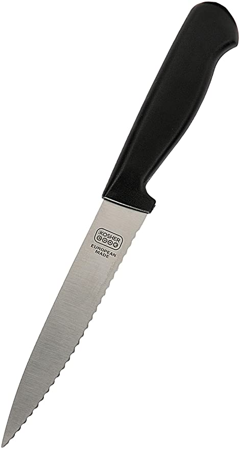 Cuchillo - Punta puntiaguda / filo dentado - Negro 6"