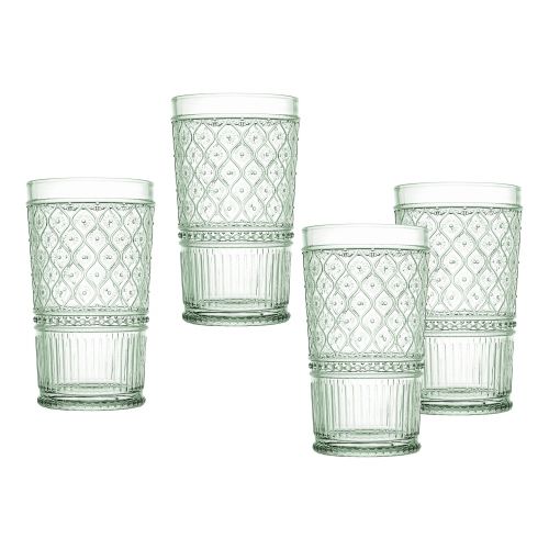 SET DE 4 VASOS DE VIDRIO - VERDES S/4 HIGHBALL