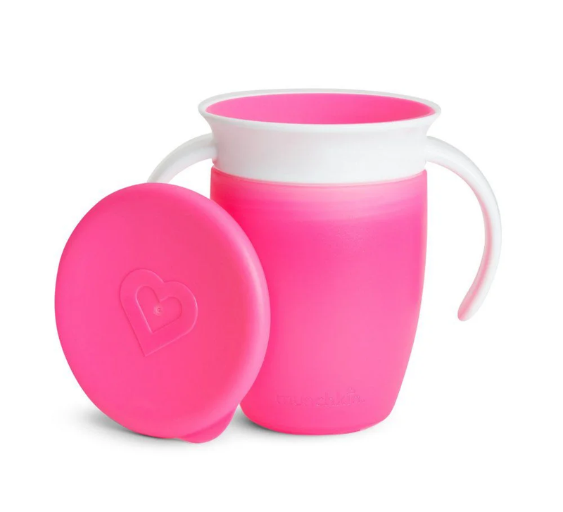 VASO MIRACLE 360-7OZ CON ASAS Y TAPA-ROSADO