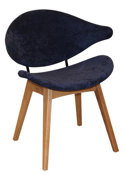 SILLA AZUL W/ PATAS DE MADERA