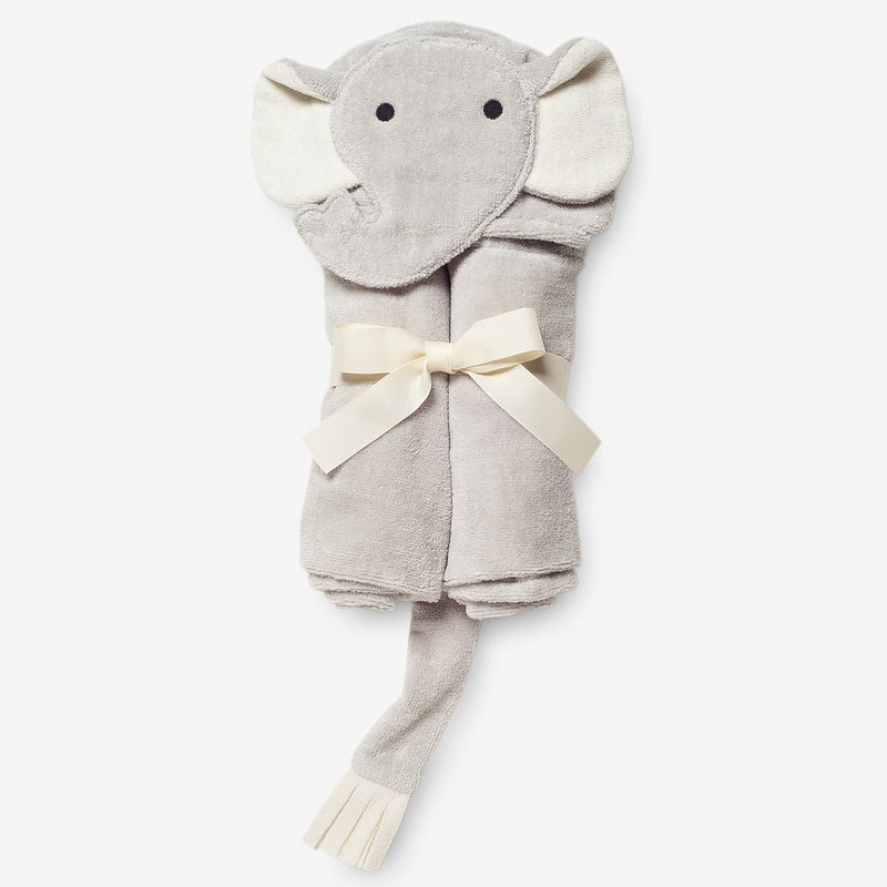 TOALLA DE BANO PARA BEBE CON CAPUCHA DE ELEFANTE GRIS