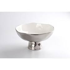 BOWL REDONDO CON BASE/BLANCO-PLATA