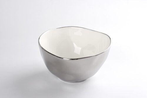 BOWL GRANDE/BLANCO-PLATA 8.5" D x 5