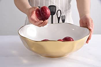 BOWL REDONDO/BLANCO-DORADO 12" D x 4.25