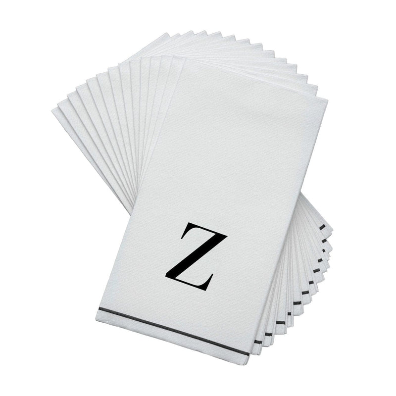 SET DE 14 SERVILLETAS DE PAPEL PARA INVITADOS LETRA Z - BLANCAS Y NEGRO